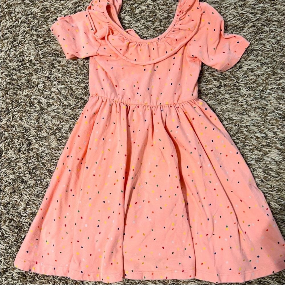 Peach Polka Dot Kids Casual Dress